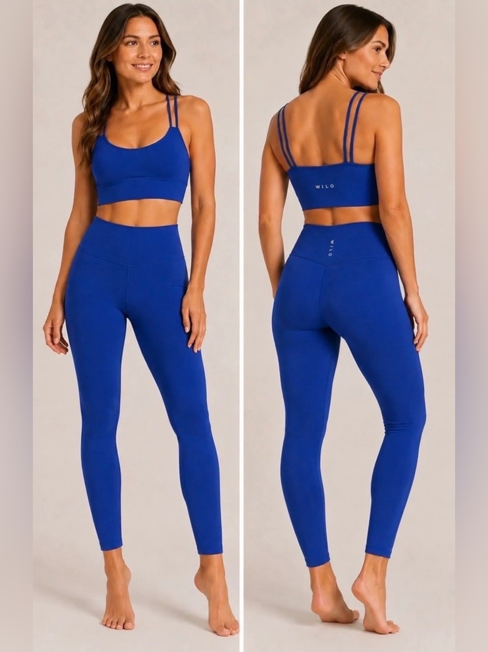 Wilo The Label ~ NWT~ 2PK Double Layer Bra & Legging Set | Sicily Blue ~ Medium